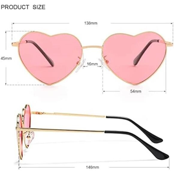Polarized Heart Shaped Sunglasses for Women Metal Frame Cute Lovely Glasses - Picture 4 of 6
